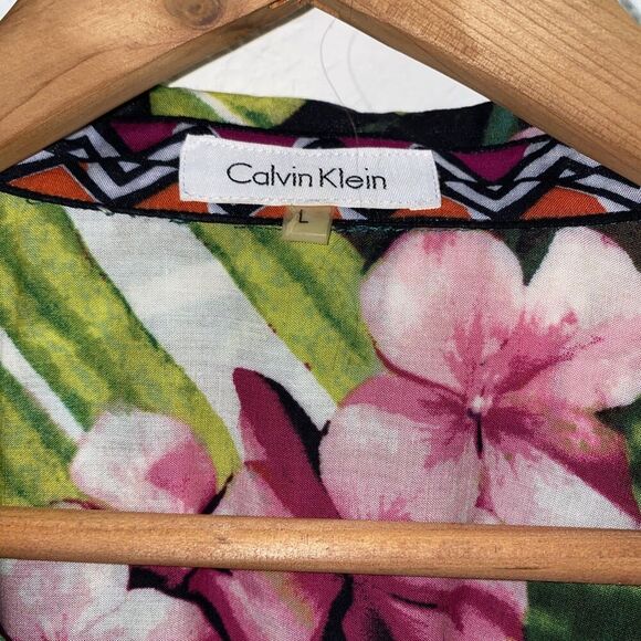 Calvin Klein Swim Dress Cover up Floral Button Front Large - Picture 3 of 13